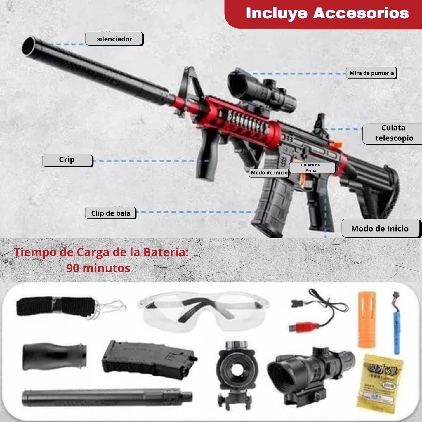 El juguete que desconecta a tus hijos del celular y los conecta contigo: Fusil Hidrogel M416 con 10.000 bolitas GRATIS!
