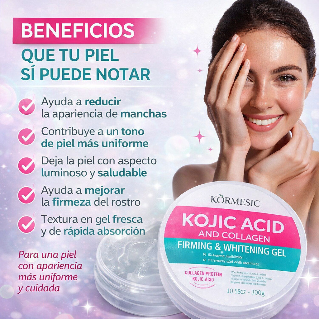Gel Facial con Ácido Kójico y Colágeno -Ayuda a reducir manchas y a unificar el tono de la piel