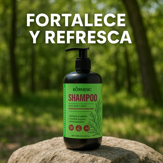 Shampoo Romero Mentolado KORMESIC ¡Activa el crecimiento, frena la caída y refresca tu cuero cabelludo!