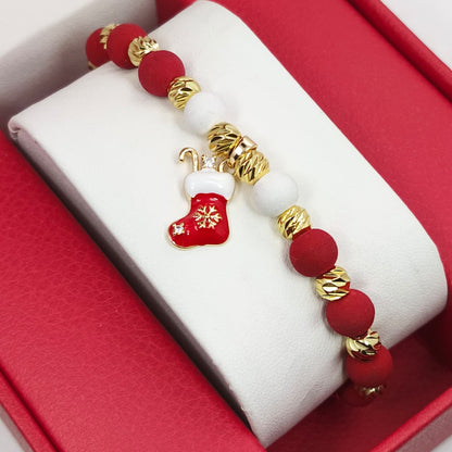 🎄 PULSERA NAVIDEÑA BAÑADA EN ORO 18K + KIT MÁGICO DÍA DE LAS VELITAS GRATIS