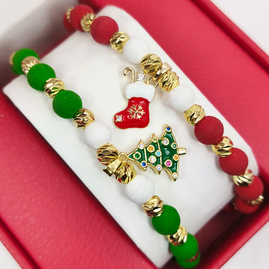 🎄 PULSERA NAVIDEÑA BAÑADA EN ORO 18K + KIT MÁGICO DÍA DE LAS VELITAS GRATIS
