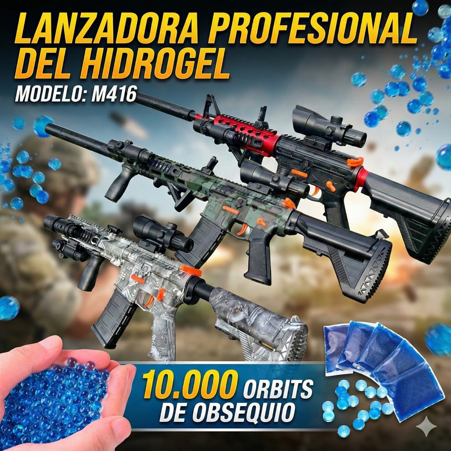 El juguete que desconecta a tus hijos del celular y los conecta contigo: Fusil Hidrogel M416 con 10.000 bolitas GRATIS!